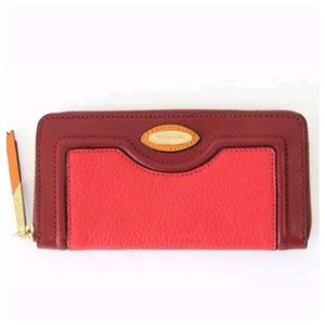 Tahari Leather Wallet NEW Zipper Women Clutch Color block